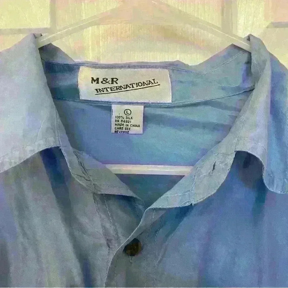100% Silk M&R International button down Men’s L - Picture 5 of 5